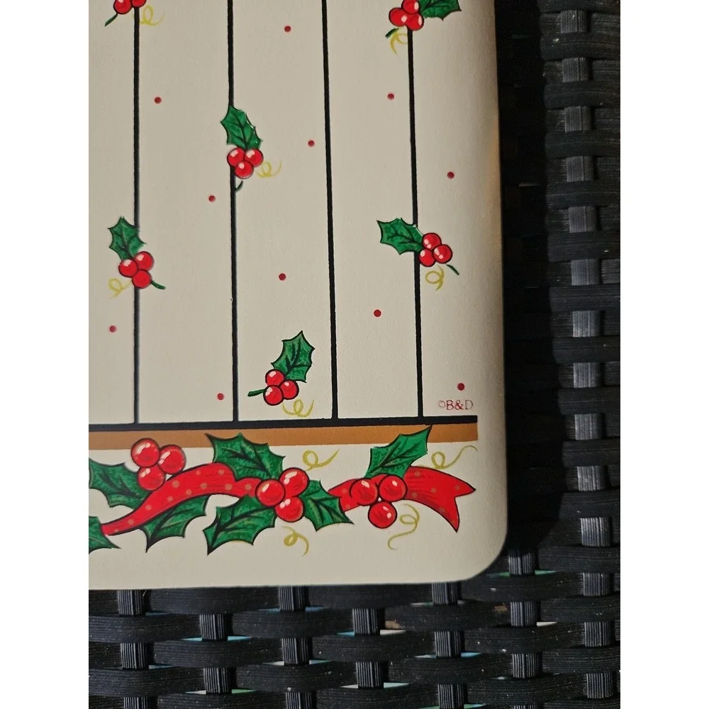 4 BEAUTIFUL Vintage‎ B&D Greetings Christmas Placemats Holly Berries And 🍎